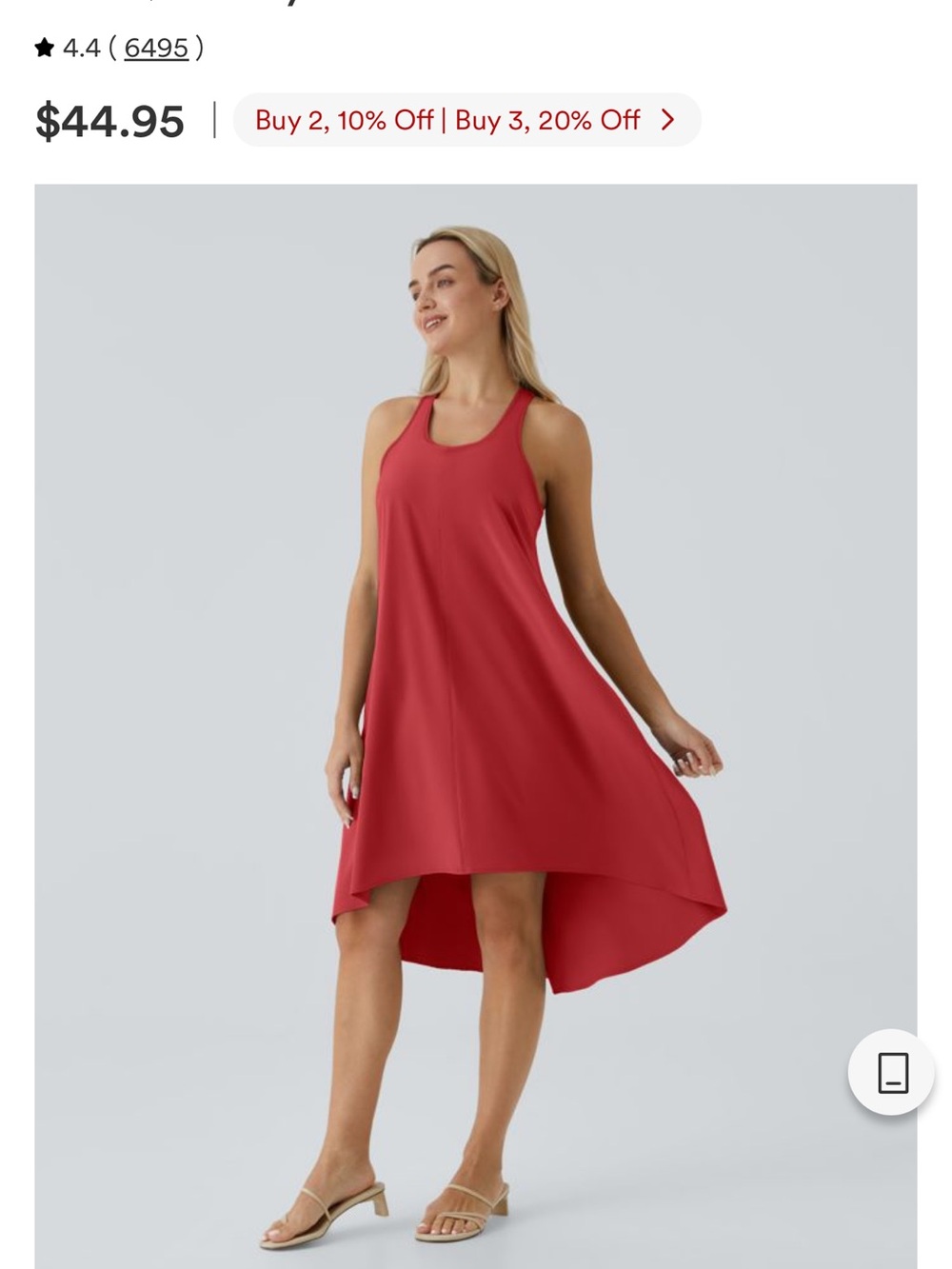 HALARA Red High-Low Racerback Swing Dress